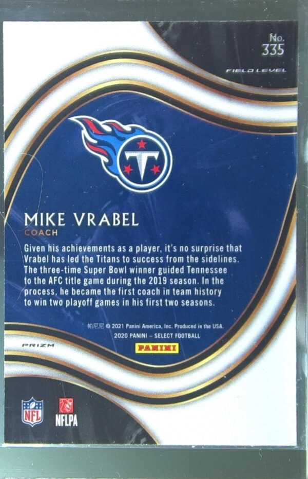 2020 Select Mike Vrabel Silver Prizm #335 Titans - Image 3
