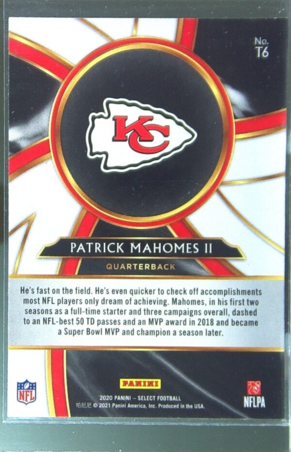 2020 Select Patrick Mahomes II #T6 Chiefs Turbocharged - Image 3