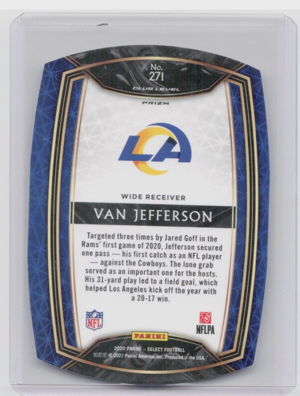 2020 Select Van Jefferson White Prizm Die Cut RC #271 Rams - Image 3