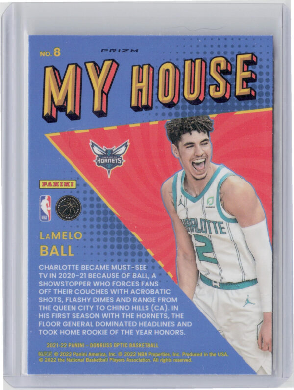 2021-22 Donruss Optic LaMelo Ball #8 Hornets My House Purple - Image 3