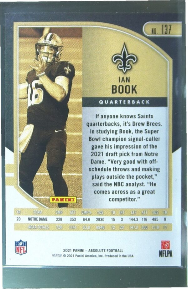 2021 Absolute Ian Book Retail RC #137 Saints - Image 3