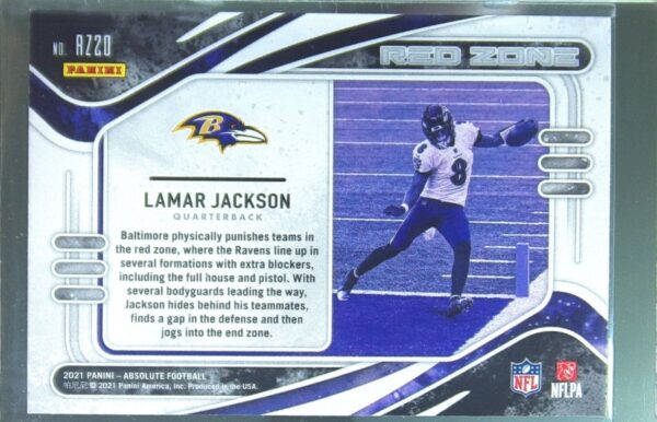 2021 Absolute Lamar Jackson #RZ20 Ravens Red Zone - Image 3