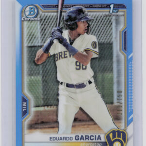 2021 Bowman Chrome Eduardo Garcia SN150 #BCP-191 Brewers Prospects Blue Refracto