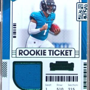 2021 Contenders Travis Etienne Jr. RC JSY #RTS-TET Jaguars Rookie Ticket Swatch