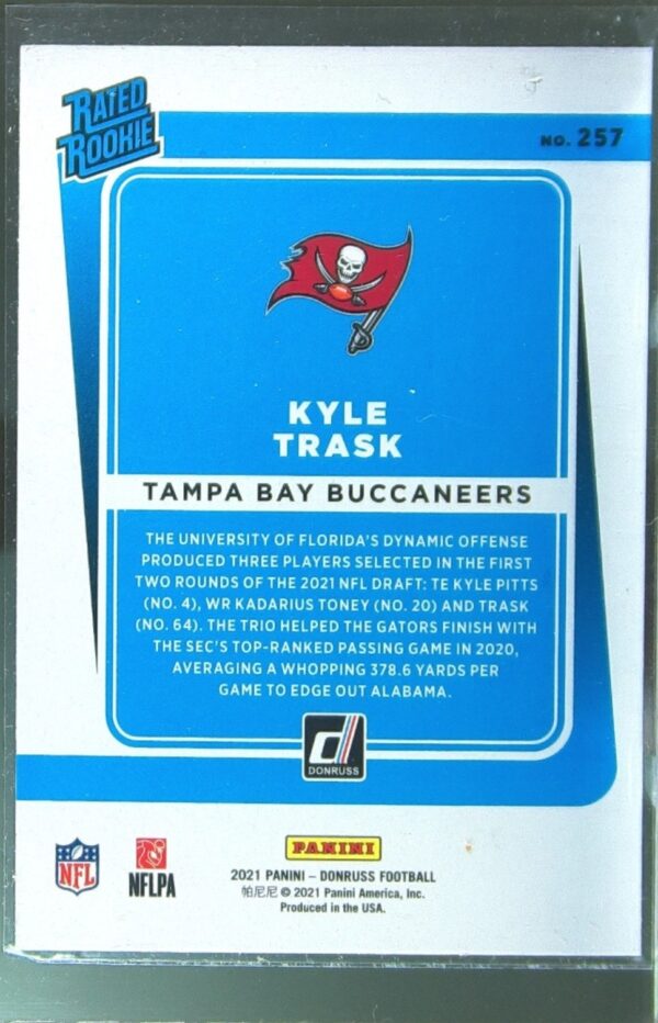 2021 Donruss Kyle Trask RC #257 Buccaneers - Image 3