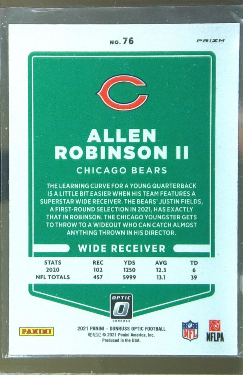 2021 Donruss Optic Allen Robinson II Stars #76 Bears - Image 3