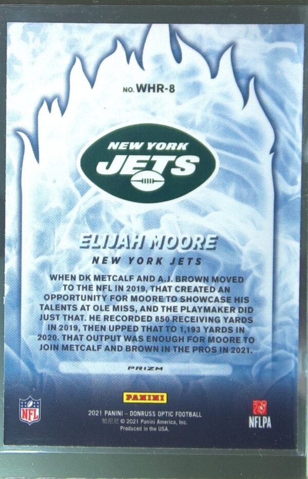 2021 Donruss Optic Elijah Moore #WHR-8 Jets White Hot Rookies - Image 3