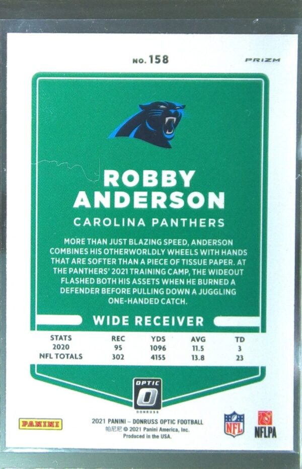 2021 Donruss Optic Robby Anderson Holo #158 Panthers - Image 3