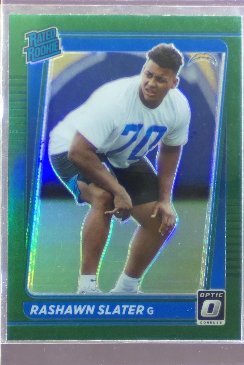 2021 Donruss Rashawn Slater Optic Rated Rookie Preview Green RC #P-332 Chargers