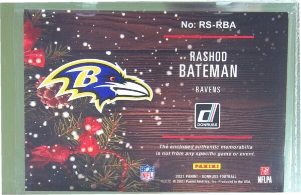 2021 Donruss Rashod Bateman JSY RC #RS-RBA Ravens Rookie Holiday Sweater - Image 3