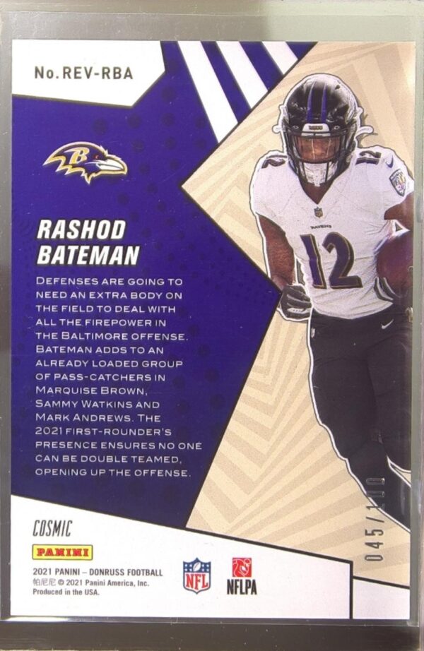 2021 Donruss Rashod Bateman RC /100 #REV-RBA Ravens Rookie Revolution Cosmic - Image 3