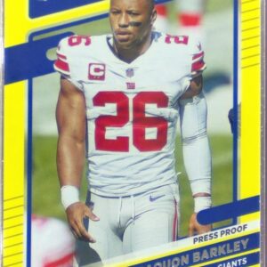 2021 Donruss Saquon Barkley Press Proof Yellow VAR (No Helmet) #79 Giants