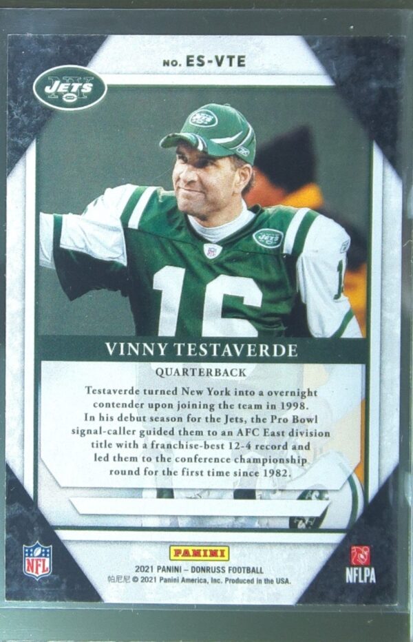 2021 Donruss Vinny Testaverde #ES-VTE Jets Elite Series - Image 3
