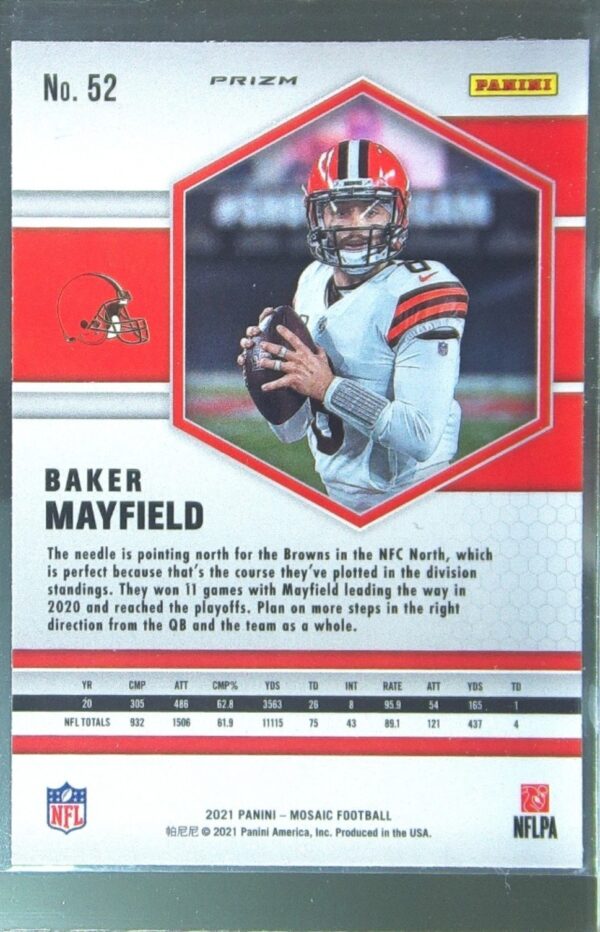 2021 Mosaic Baker Mayfield Prizm #52 Browns - Image 3
