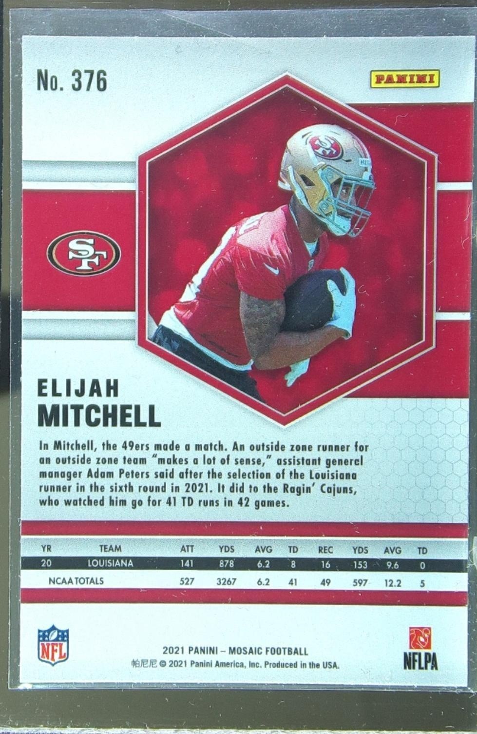 2021 Mosaic Eli Mitchell RC #376 49ers - Image 3