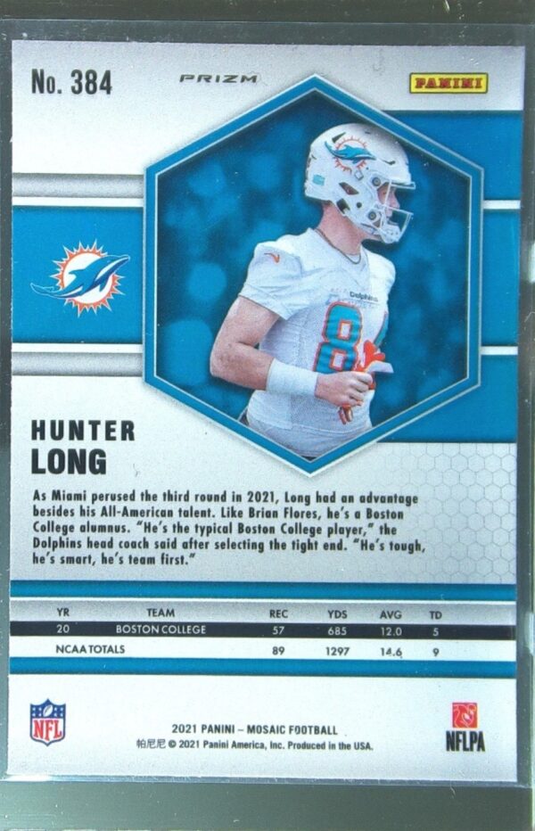 2021 Mosaic Hunter Long Prizm Camo Pink #384 Dolphins - Image 3