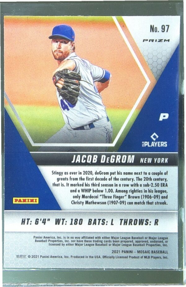 2021 Mosaic Jacob deGrom Silver Prizm #97 Mets - Image 3