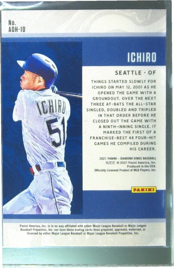 2021 Panini Diamond Kings Ichiro #AOH-10 Mariners The Art of Hitting - Image 3
