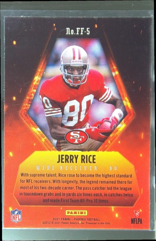 2021 Panini Phoenix Jerry Rice #FF-5 49ers Fire Forged - Image 3