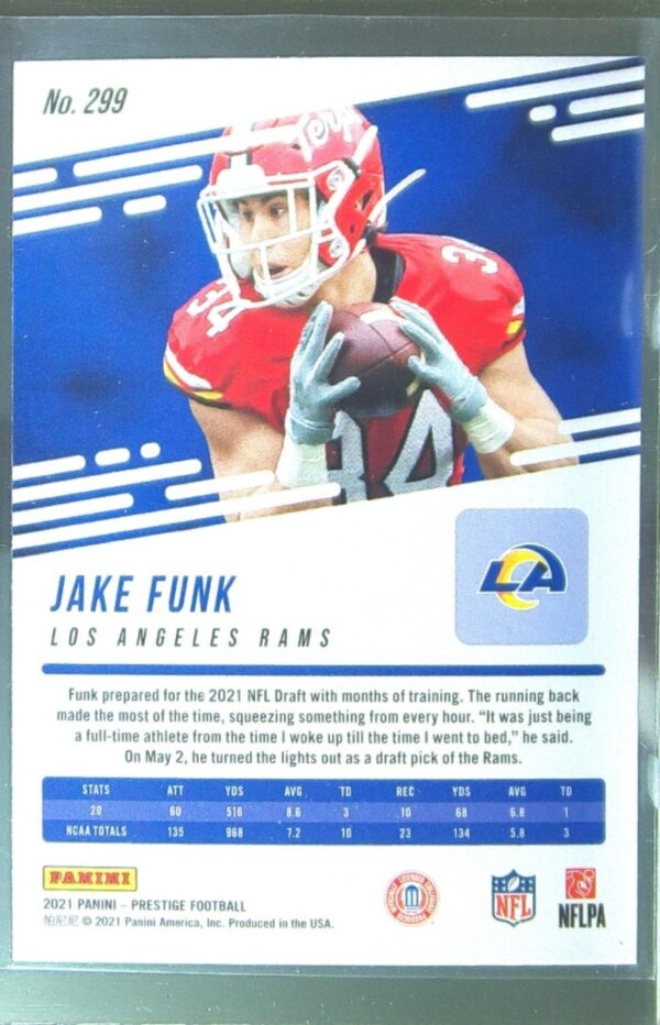 2021 Panini Prestige Jake Funk RC #299 Rams - Image 3