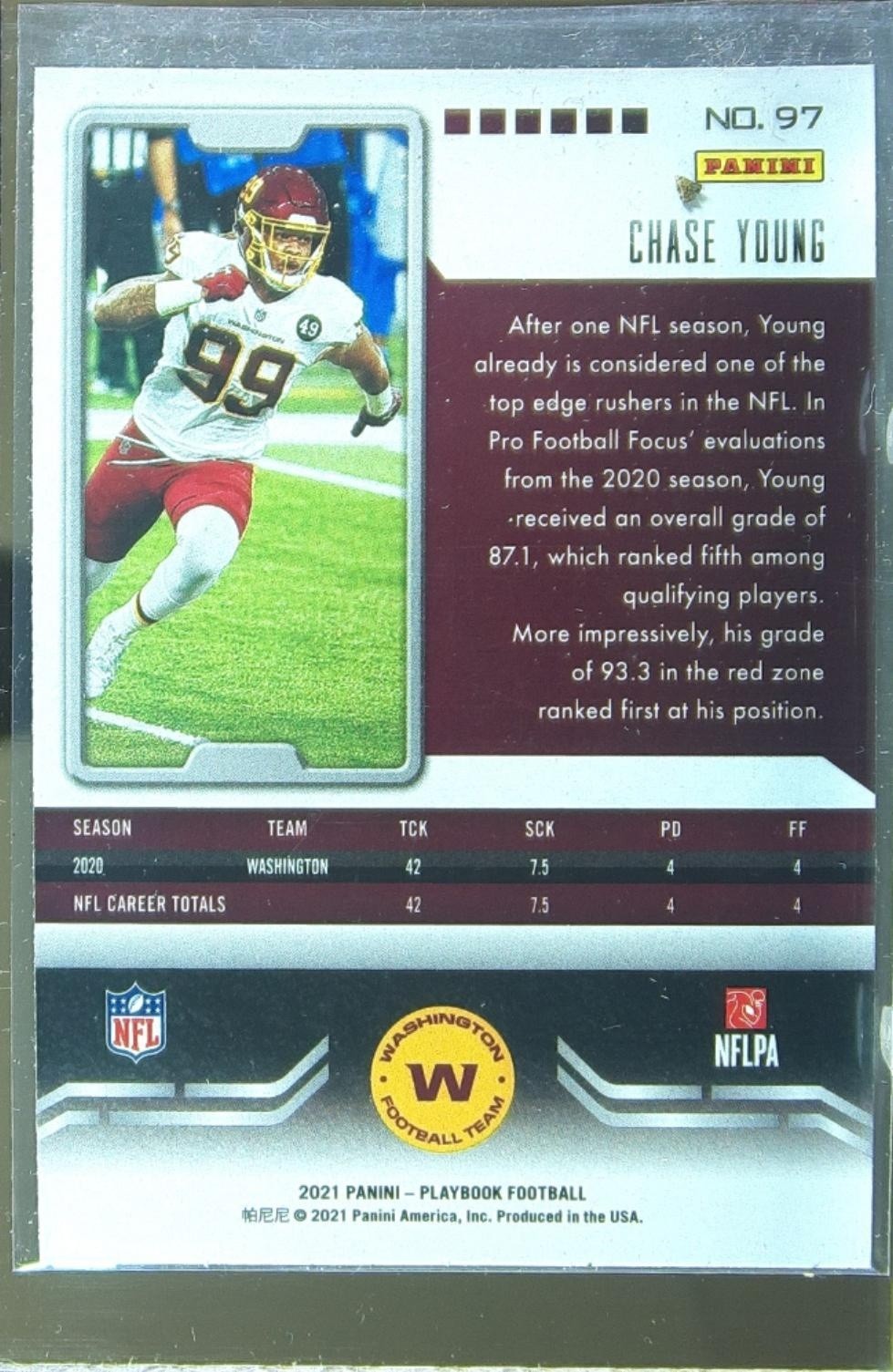 2021 Playbook Chase Young Sparkle #97 Team - Image 3