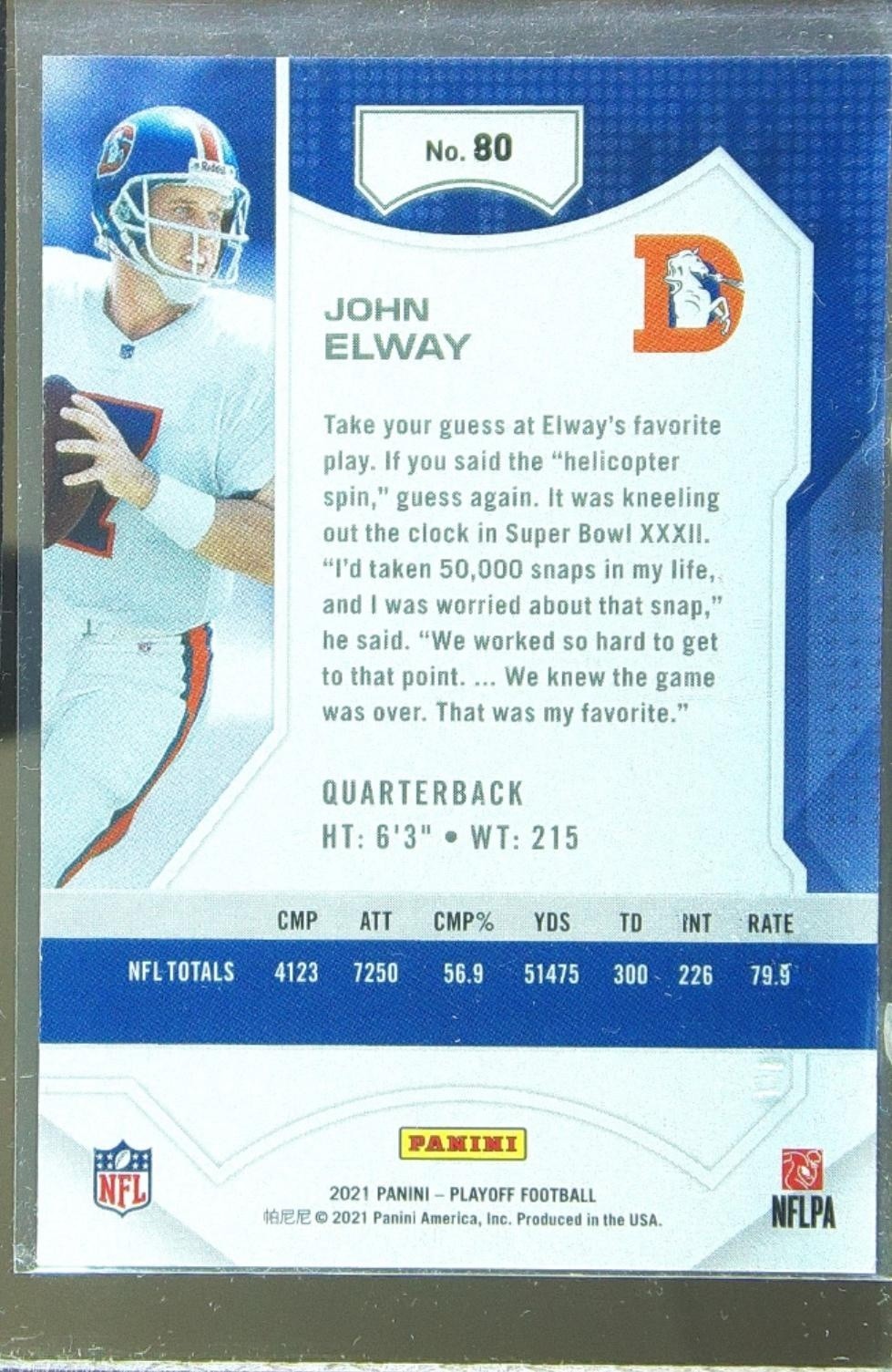 2021 Playoff John Elway Kickoff #80 Broncos - Image 3