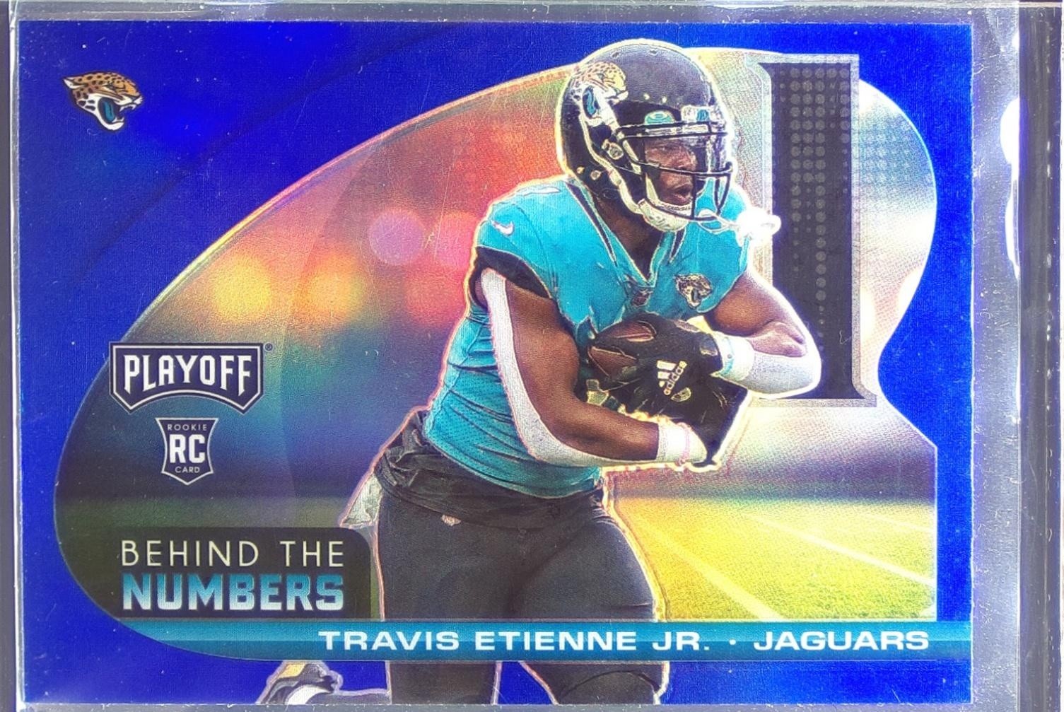 2021 Playoff Travis Etienne Jr. RC #BTN-TET Jaguars Behind the Numbers Blue