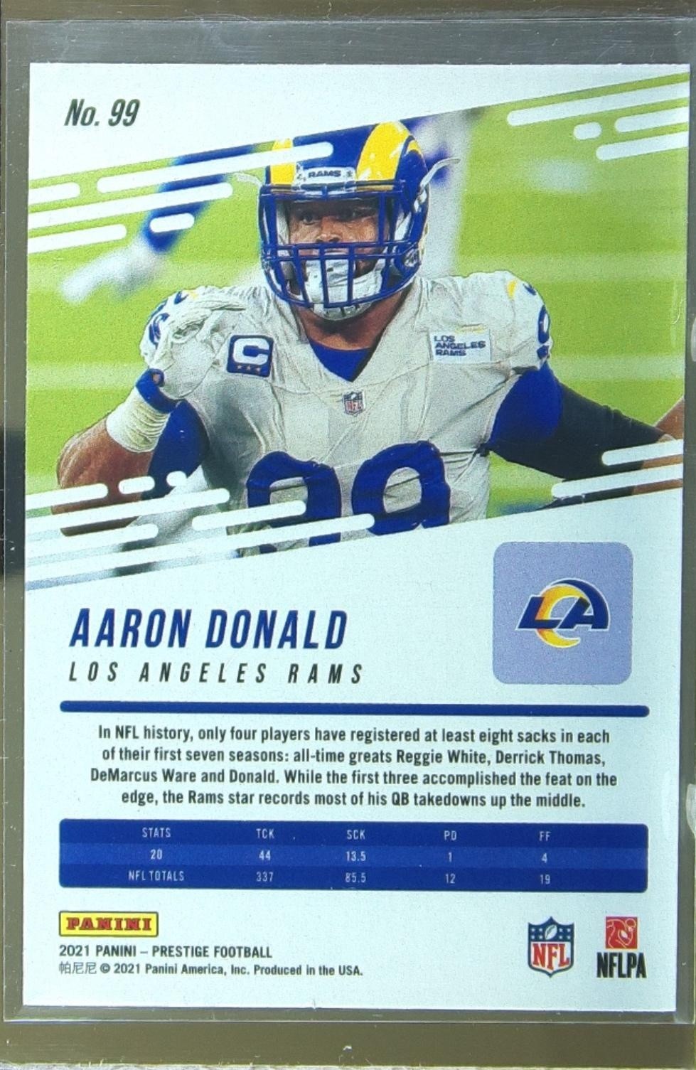 2021 Prestige Aaron Donald Xtra Points Astral #99 Rams - Image 3