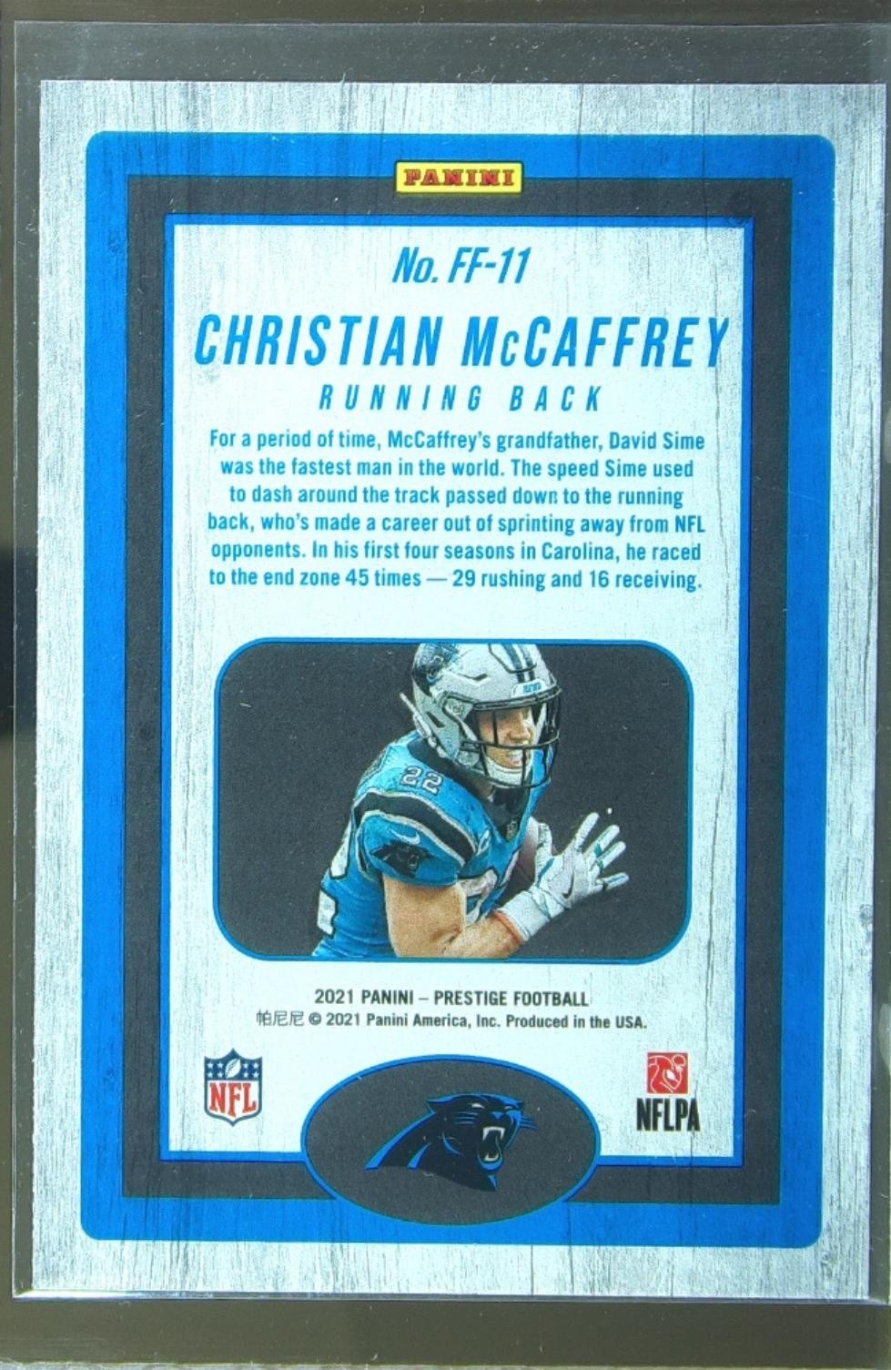 2021 Prestige Christian McCaffrey #FF-11 Panthers Franchise Favorites - Image 3
