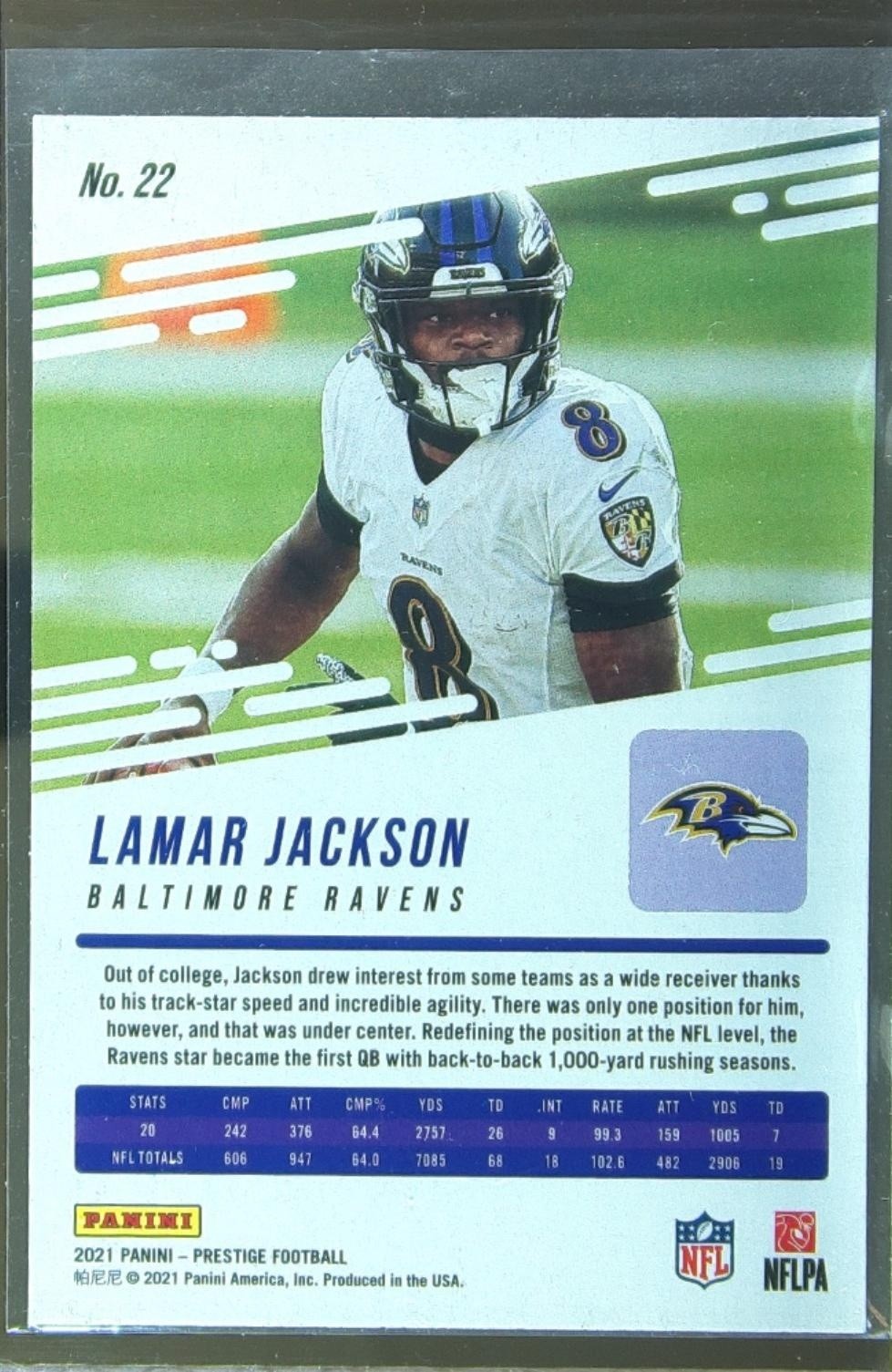 2021 Prestige Lamar Jackson Xtra Points Astral #22 Ravens - Image 3