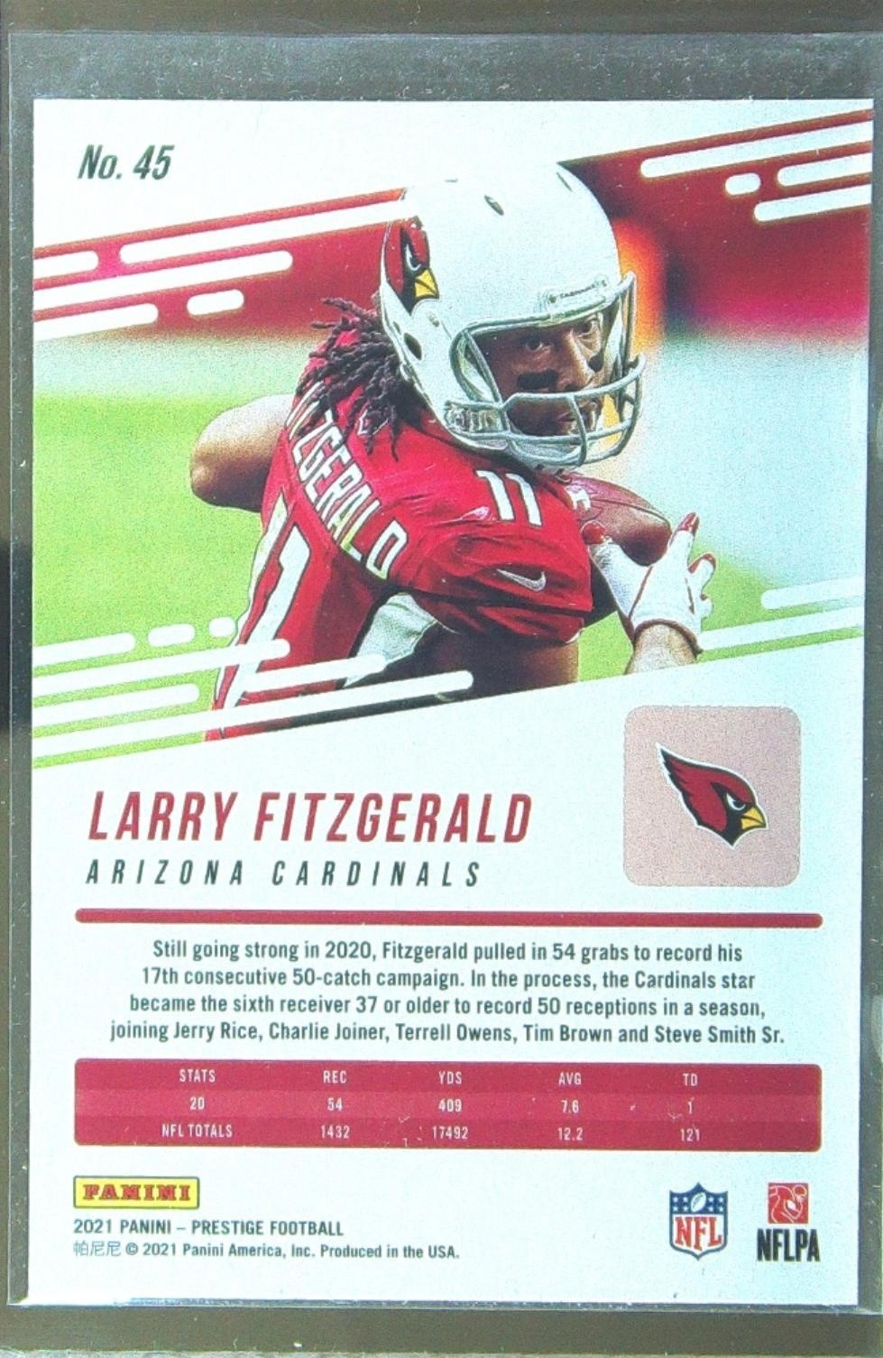 2021 Prestige Larry Fitzgerald Xtra Points Astral #45 Cardinals - Image 3