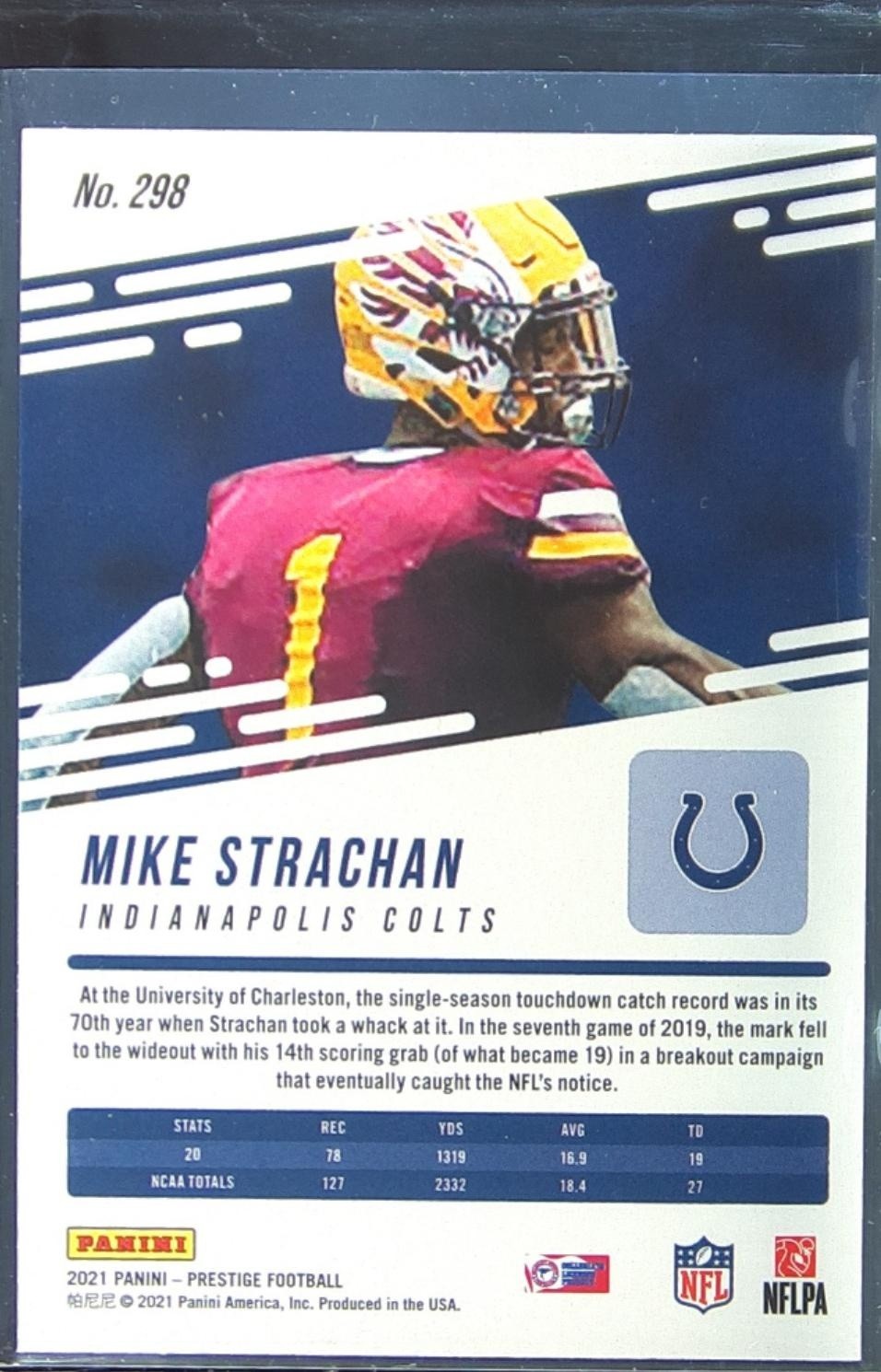 2021 Prestige Mike Strachan Xtra Points Diamond RC #298 Colts - Image 3