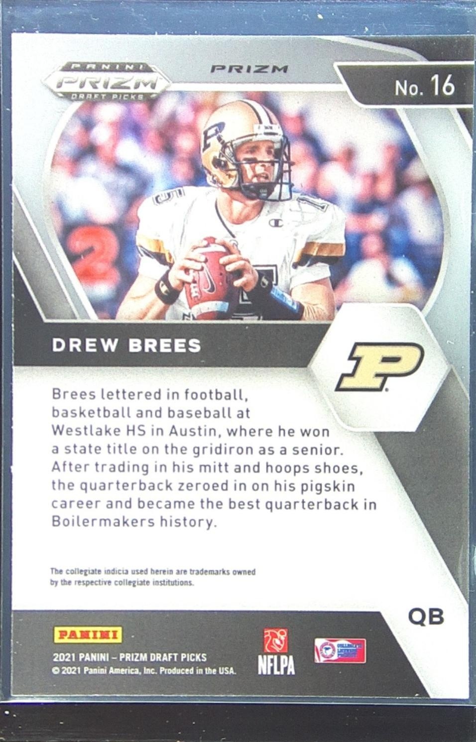 2021 Prizm Draft Picks Drew Brees Green #16 Boilermakers - Image 3