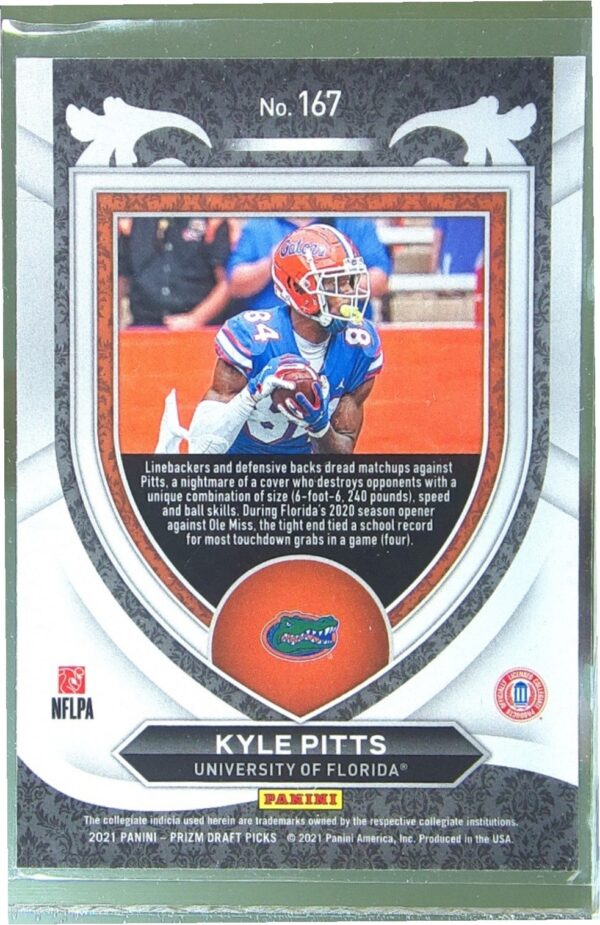 2021 Prizm Draft Picks Kyle Pitts RC #167 Gators - Image 3