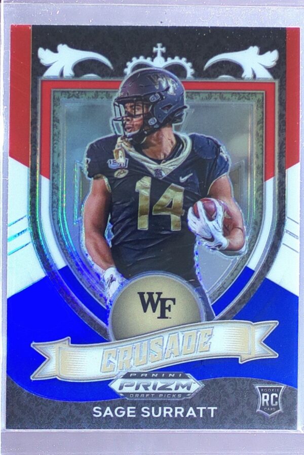 2021 Prizm Draft Picks Sage Surratt Red White and Blue RC #177 Deacons