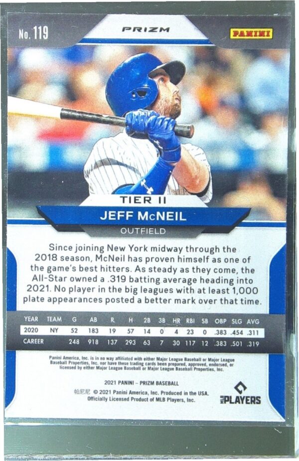 2021 Prizm Jeff McNeil Red/White/Blue Prizm #119 Mets - Image 3