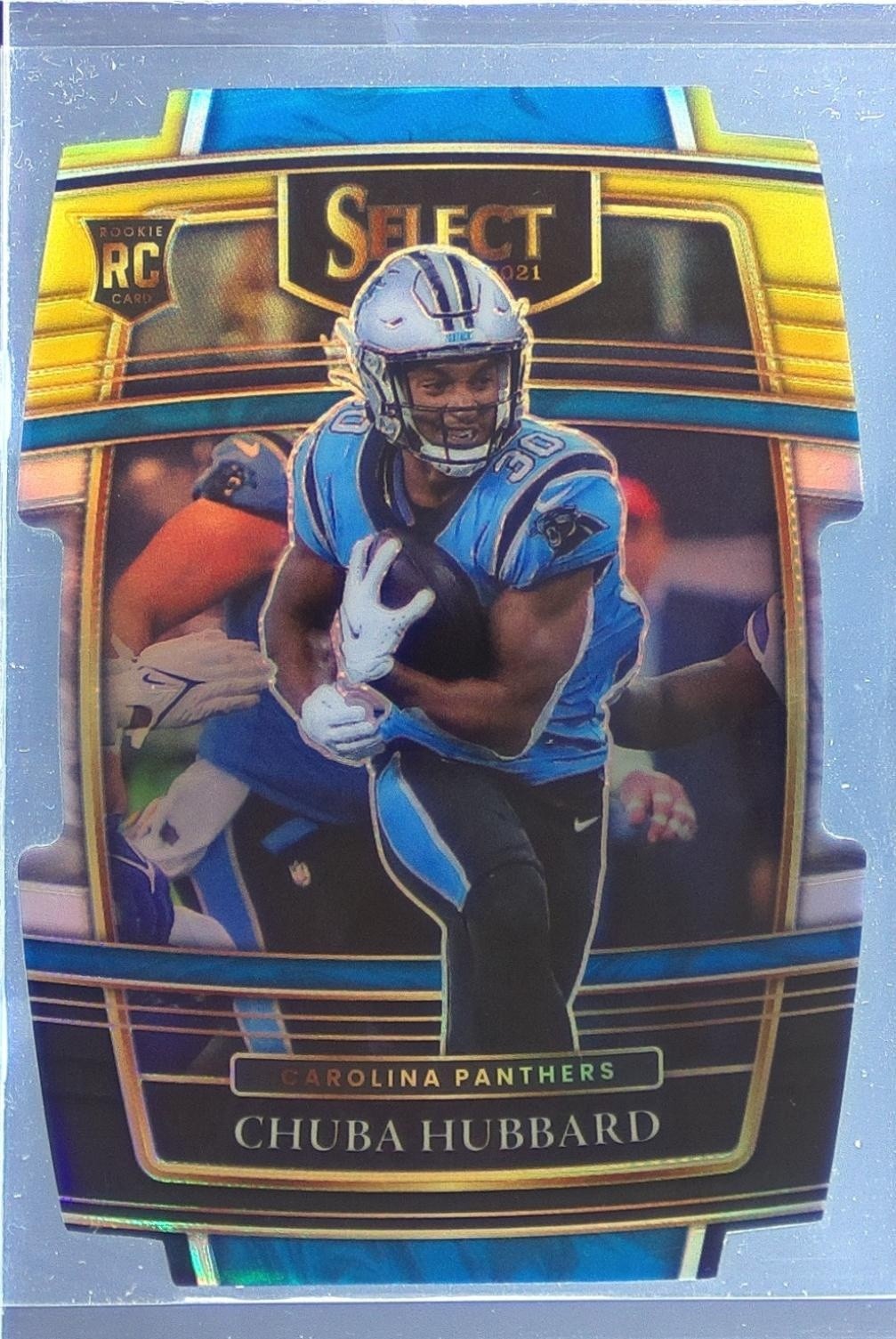 2021 Select Chuba Hubbard Black and Gold Prizm Die Cut #76 Panthers