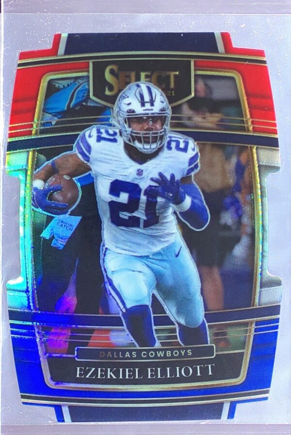 2021 Select Ezekiel Elliott Red and Blue Prizm Die Cut #11 Cowboys