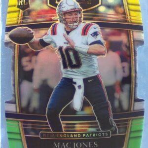 2021 Select Mac Jones Green and Yellow Prizm Die Cut RC #51 Patriots