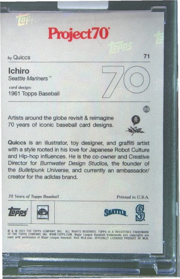 2021 Topps Project70 Ichiro Suzuki #71 Mariners - Image 3