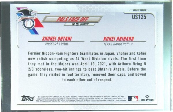 2021 Topps Update Pals Face Off (Shohei Ohtani / Kohei Arihara) #US125 Rangers - Image 3