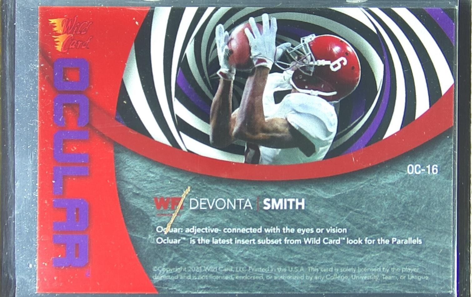 2021 Wild Card Alumination DeVonta Smith /99 #OC-16 Tide Ocular Single Swirl Red - Image 3