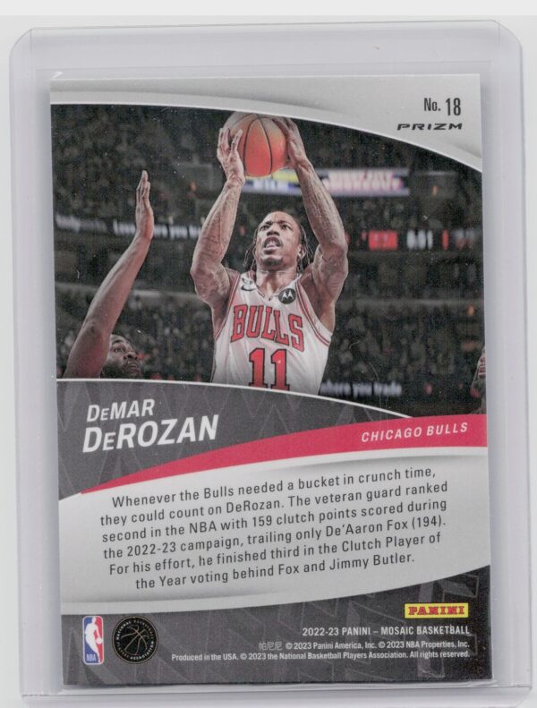 2022-23 Panini Mosaic DeMar DeRozan #18 Bulls Elevate Mosaic Green - Image 3