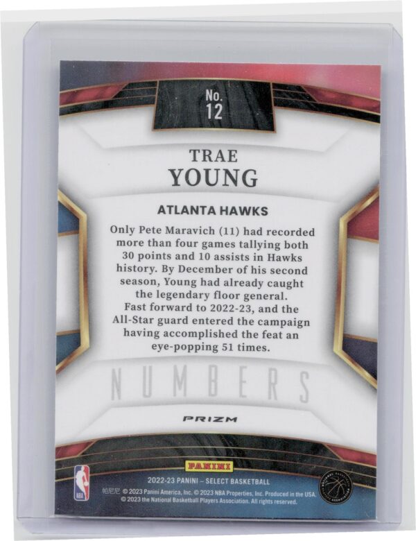 2022-23 Select Trae Young #12 Hawks Select Numbers Green - Image 3