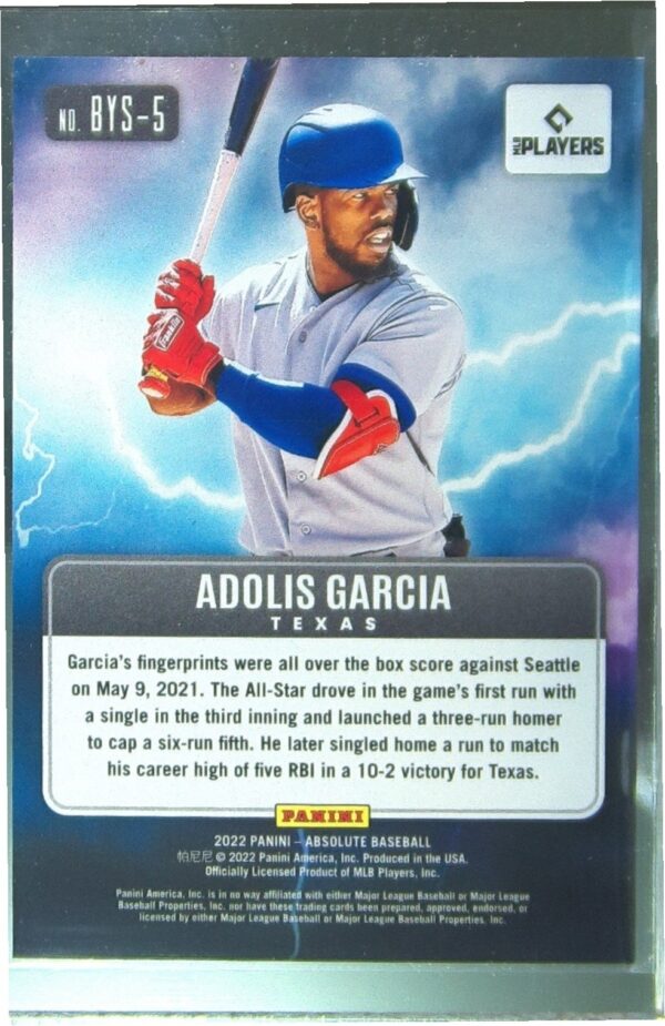 2022 Absolute Adolis Garcia /99 #BYS-5 Rangers By Storm Retail Red - Image 3