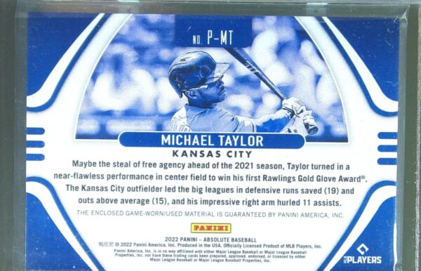 2022 Absolute Michael Taylor /99 JSY #P-MT Royals Patches - Image 3