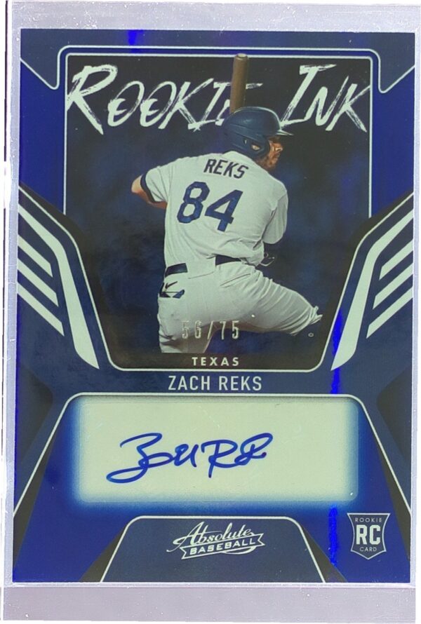 2022 Absolute Zach Reks Auto /75 #RKI-ZR Rangers Rookie Ink Spectrum Blue