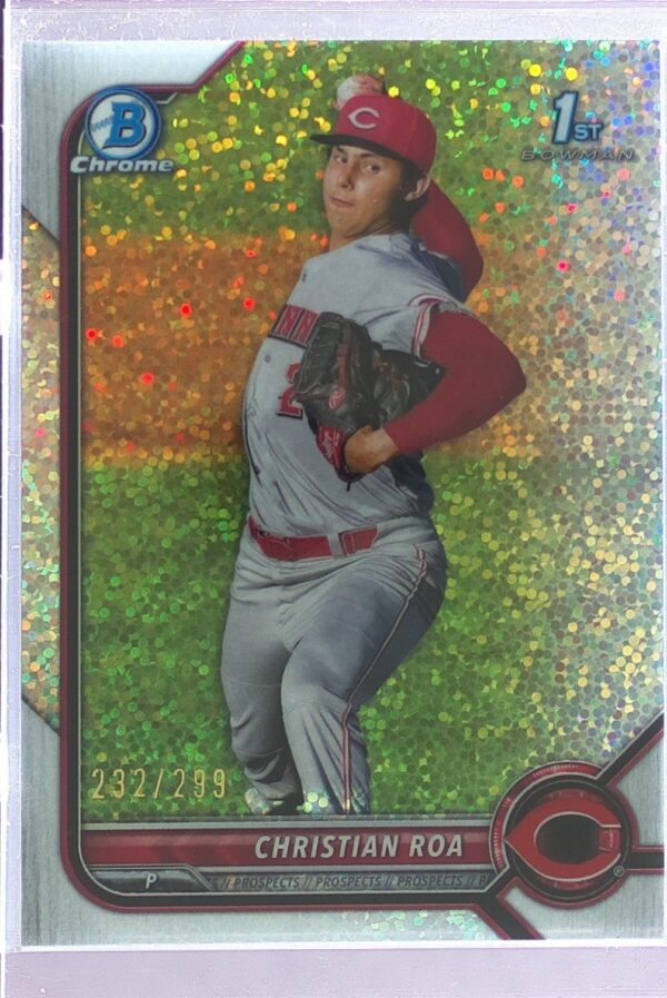 2022 Bowman Christian Roa /299 #BCP-130 Reds Chrome Prospects Speckle Refractors