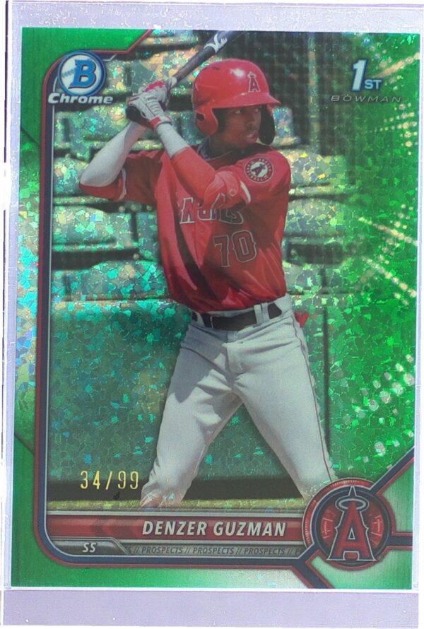 2022 Bowman Denzer Guzman /99 #BCP-138 Angels Prospects Green Mini Diamonds