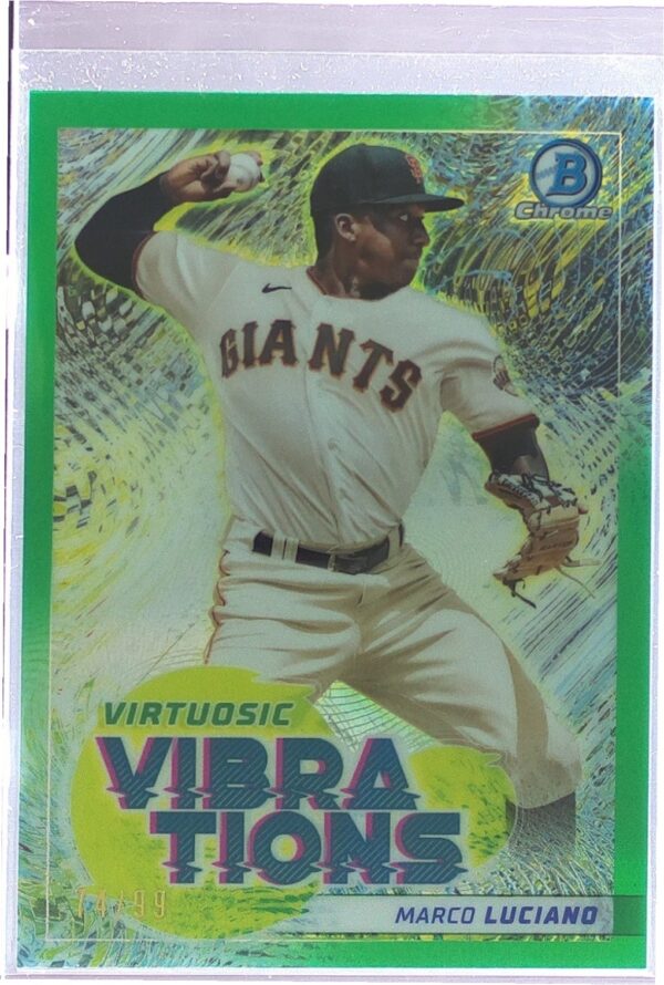 2022 Bowman Marco Luciano /99 #VV-6 Giants Virtuosic Vibrations Green Refractor